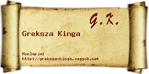 Greksza Kinga névjegykártya